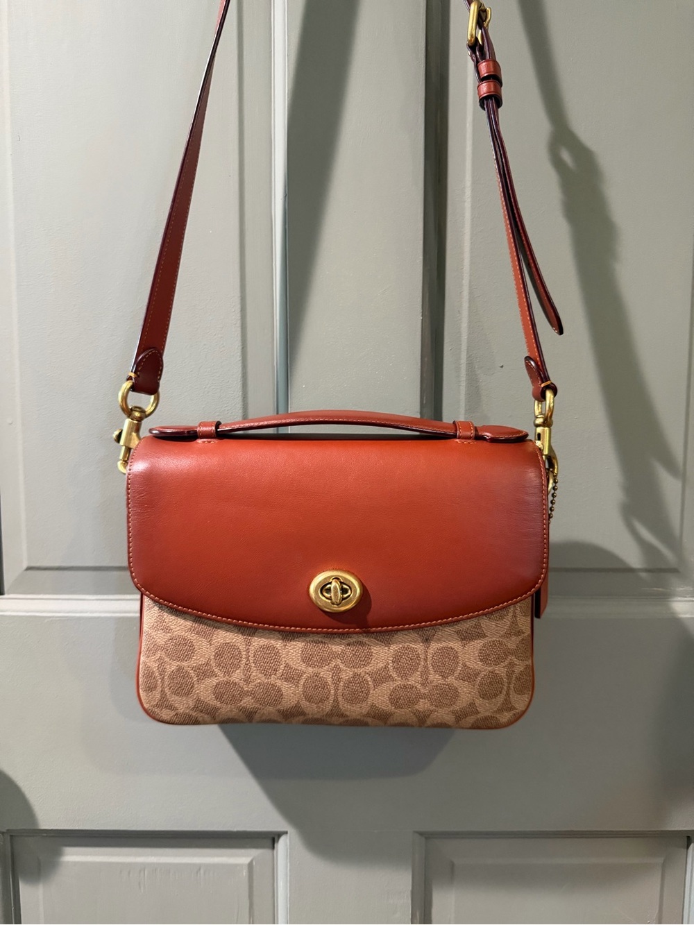 Coach Signature and Leather Cassie Saddle Bag
